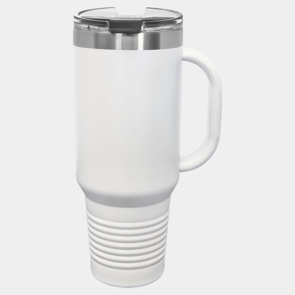 Polar Camel 40 oz. White Travel Mug with Handle, Straw Included Thumbnail